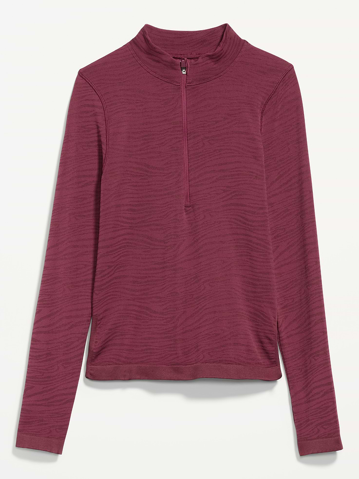 Image number 5 showing, Seamless Jacquard Mock-Neck Half-Zip Top