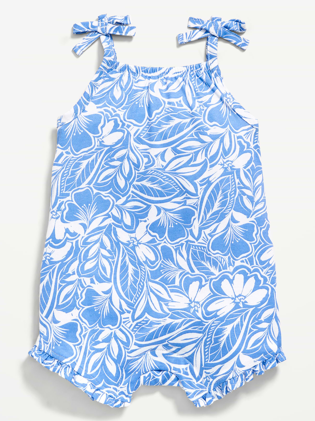 Image number 1 showing, Printed Sleeveless Tie-Strap Romper for Baby