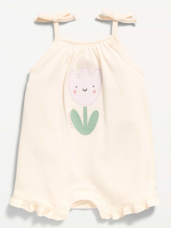 Tie-Strap Graphic One-Piece Romper for Baby