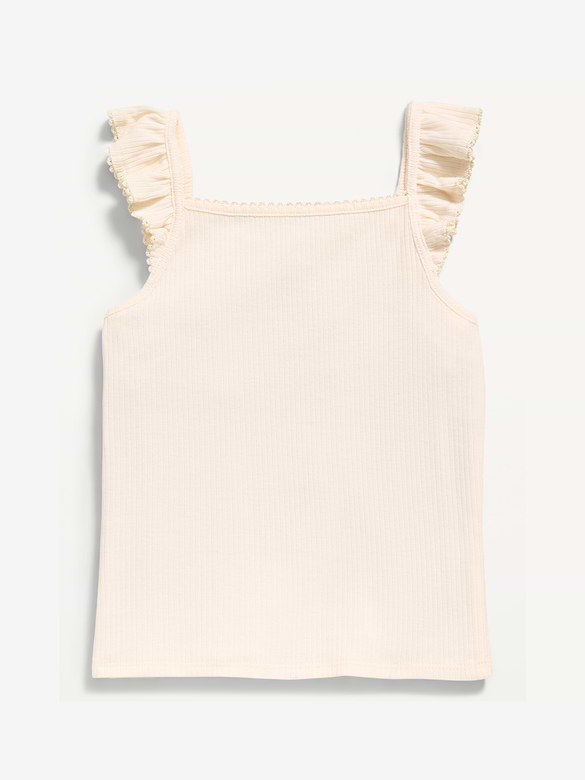 Ribbed Ruffle-Trim Cami for Toddler Girls