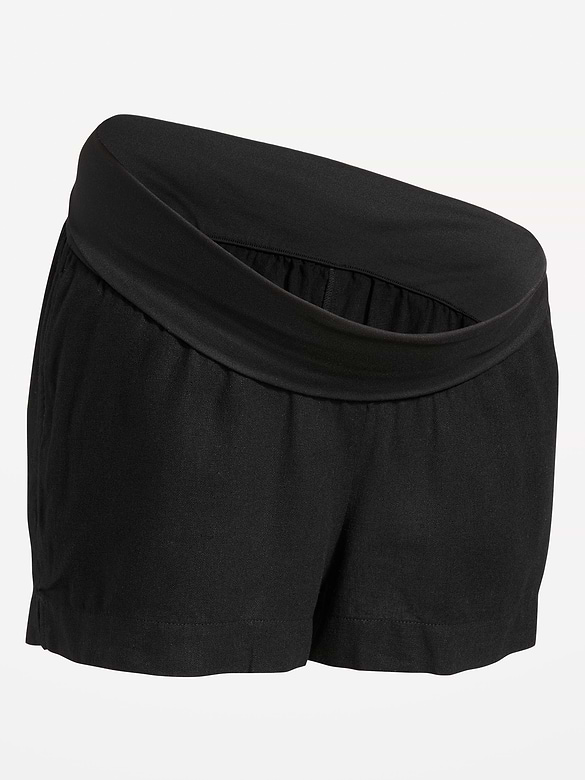 Maternity Linen-Blend Pull-On Shorts -- 3.5-inch inseam