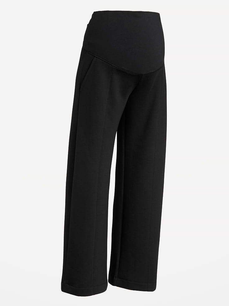 Image number 4 showing, Maternity Bounce Fleece Rollover-Waist Wide-Leg Pants