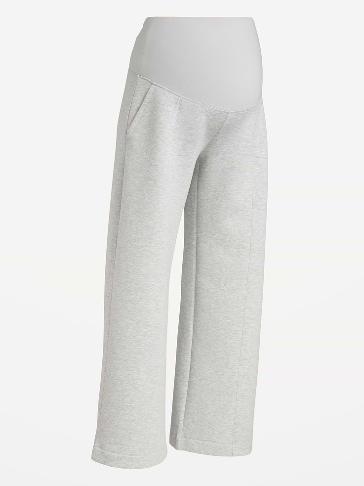 Image number 4 showing, Maternity Bounce Fleece Full-Panel Wide-Leg Sweatpants