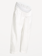Image number 2 showing, Maternity Rollover-Waist Crinkle Gauze Barrel Leg Ankle Pants