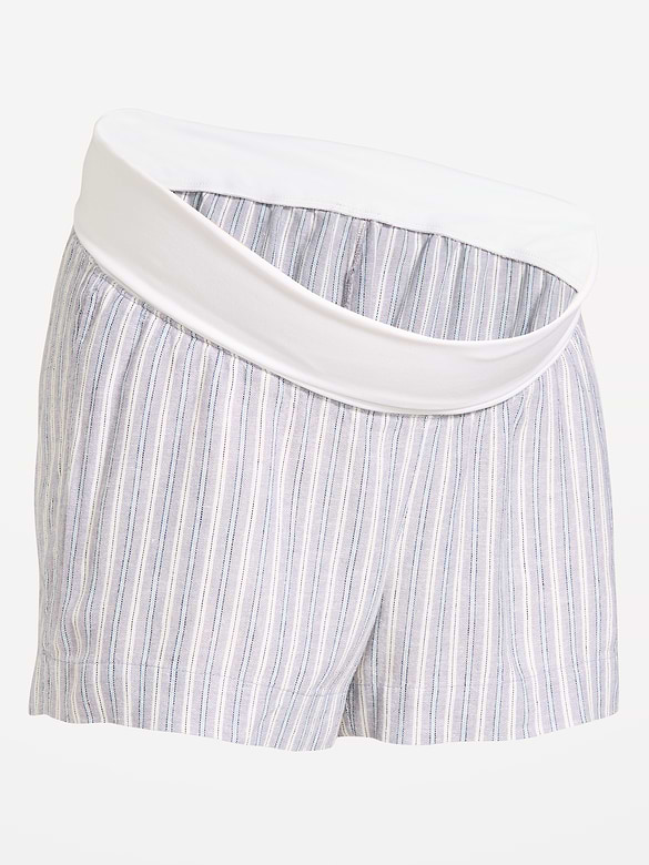 Maternity Linen-Blend Pull-On Shorts -- 3.5-inch inseam