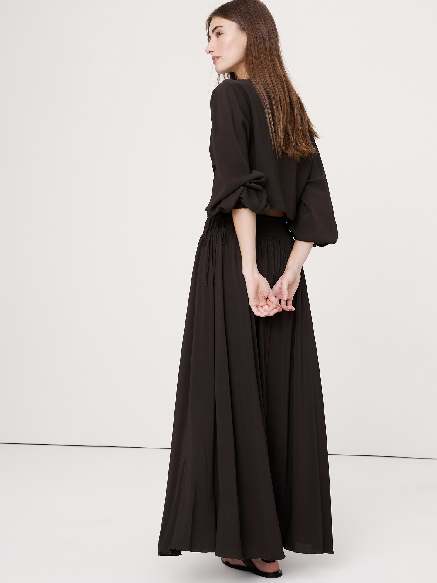 Image number 6 showing, Smocked Georgette Maxi Skirt
