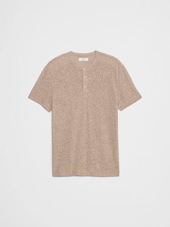 Standard-Fit Linen-Blend Henley