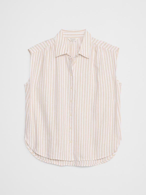 Linen-Blend Pleated Shirt
