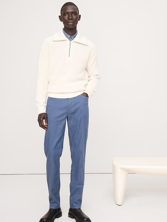 Pantalon Voyageur étroit en lin et coton