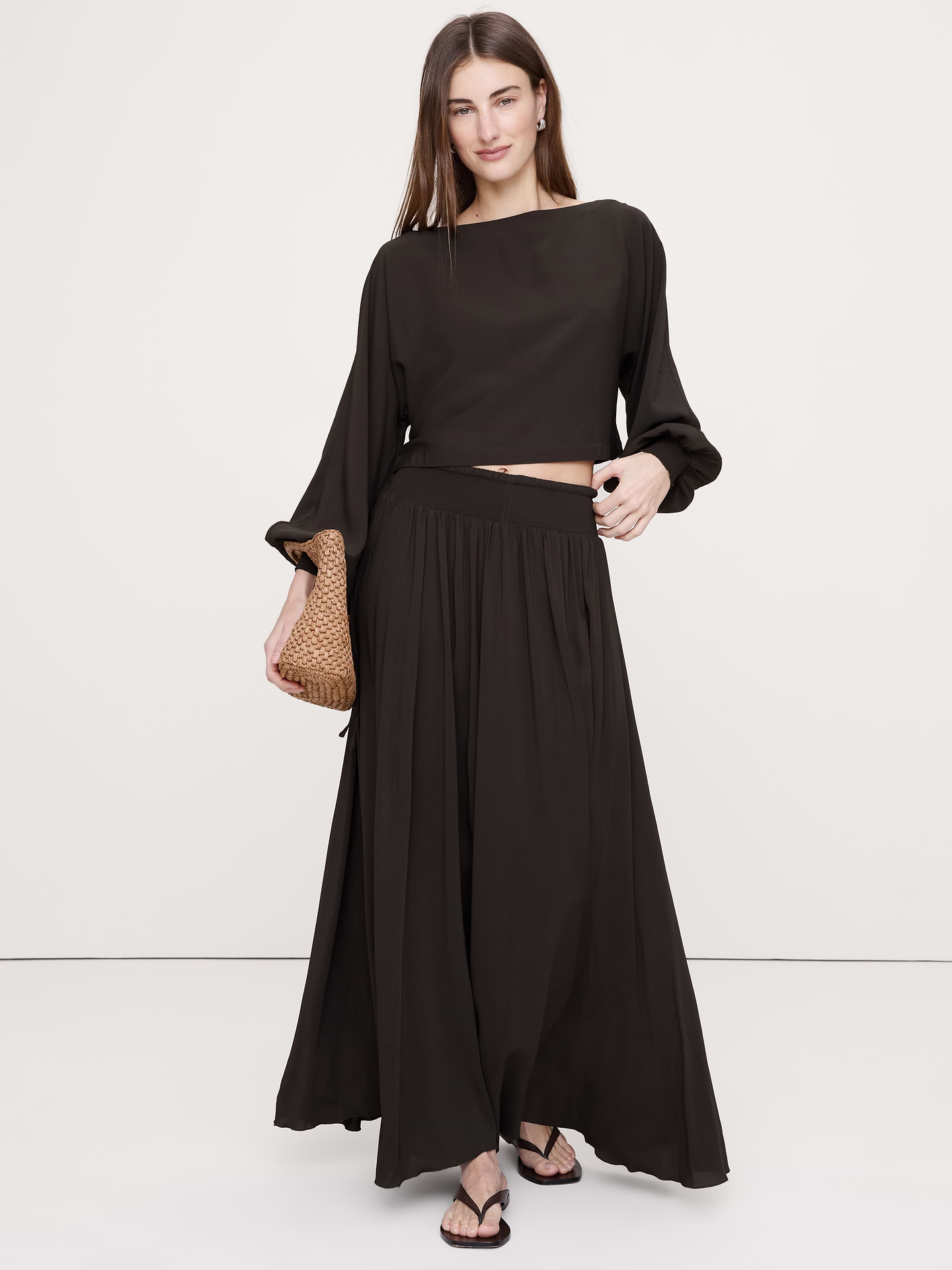 Image number 3 showing, Smocked Georgette Boatneck Top