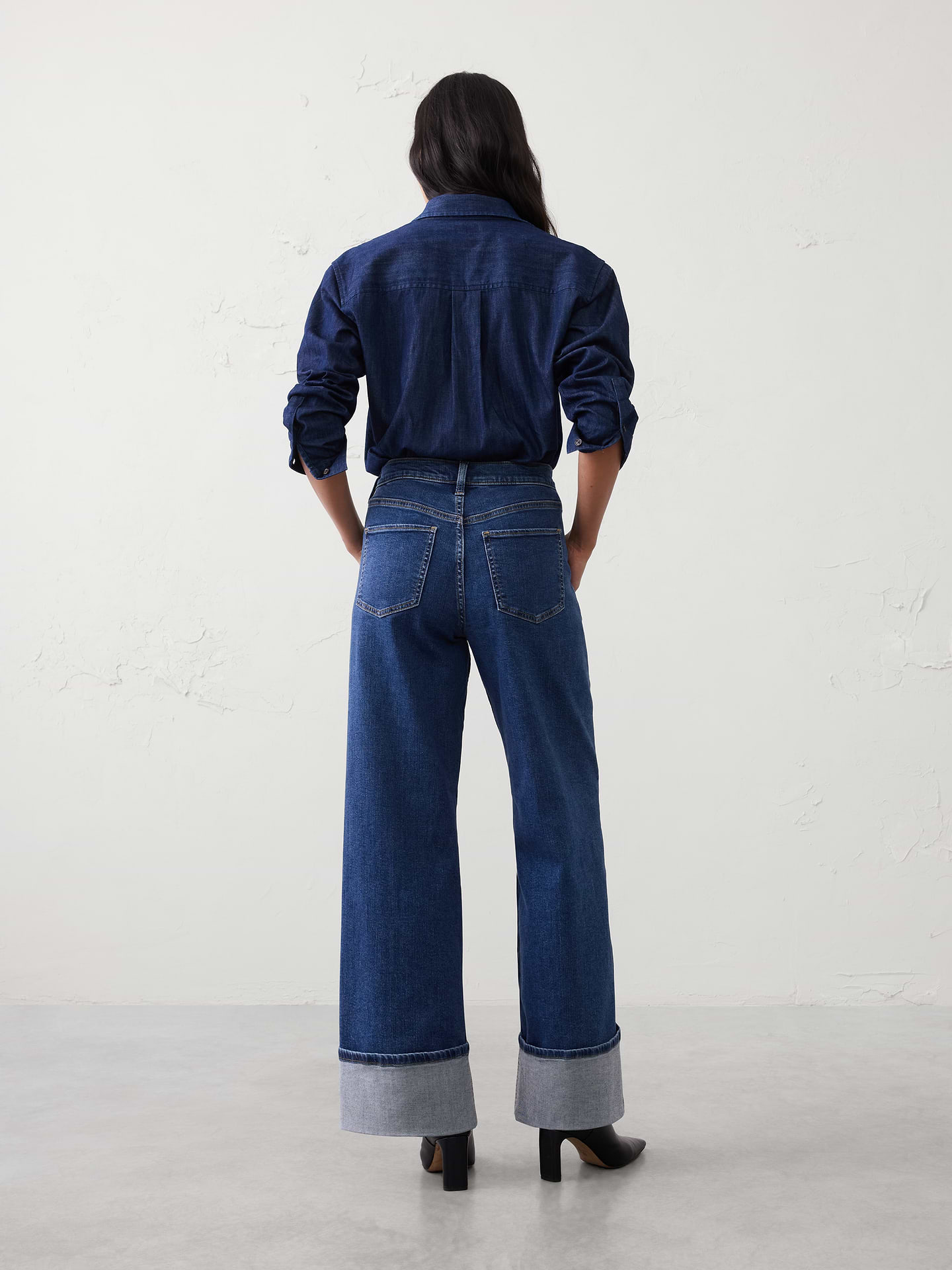 Image number 2 showing, Wide-Leg High-Rise Pintuck Cuffed Jean