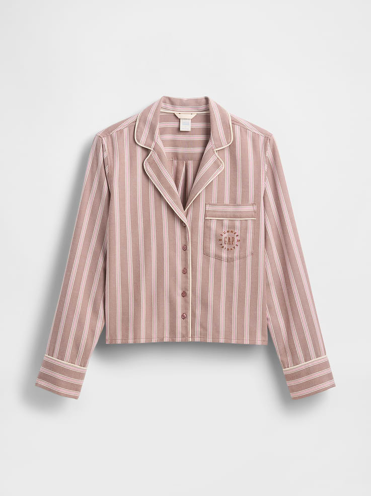 Image 7 of 8, Gap × Summer Fridays Relaxed Flannel Stripe PJ Shirt
