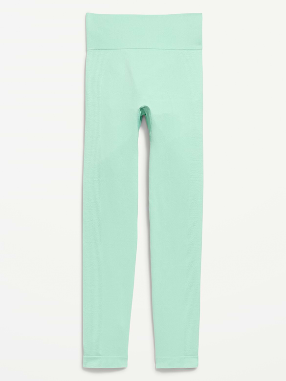 Fitted High-Waisted 7/8-Length Seamless Performance Leggings for Girls