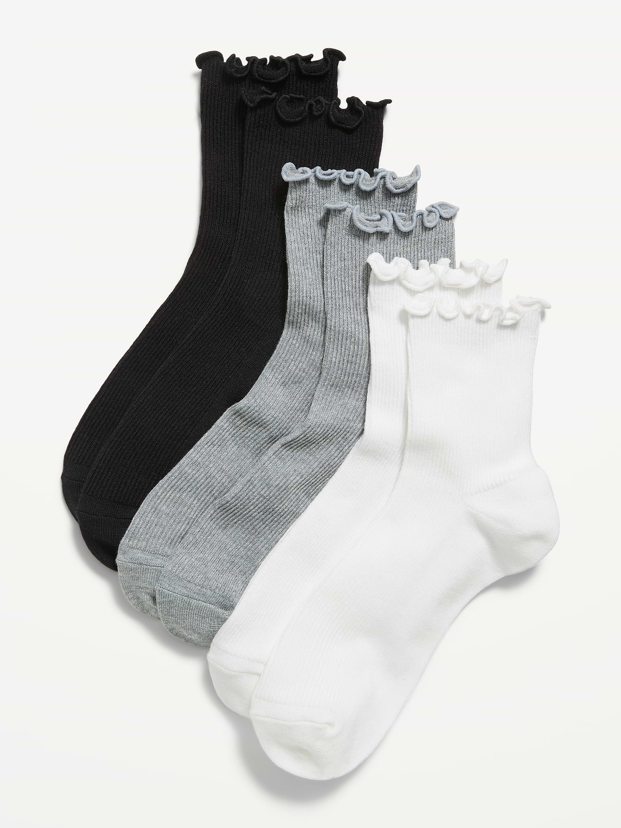 Image number 1 showing, Ruffled Crew Sock 3-Pack for Women