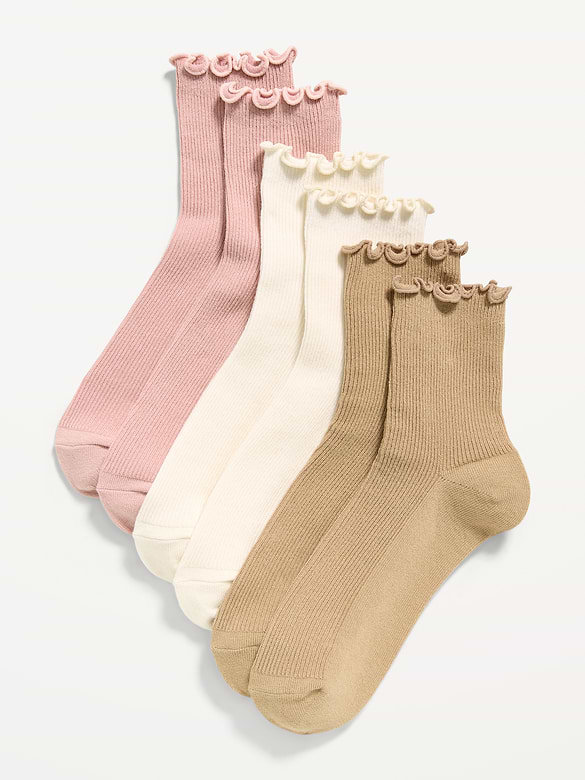 Ruffled Crew Sock 3-Pack for Women