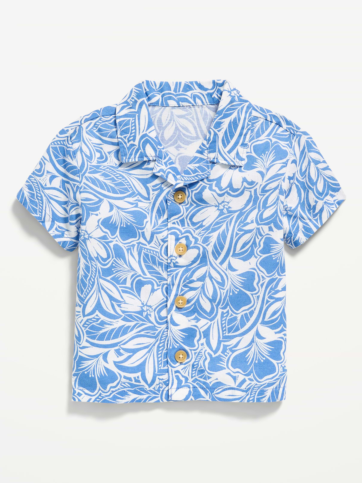 L'image numéro 1 présente Chemise à manches courtes en mélange de lin pour bébé