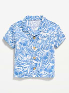 L'image numéro 1 présente Chemise à manches courtes en mélange de lin pour bébé