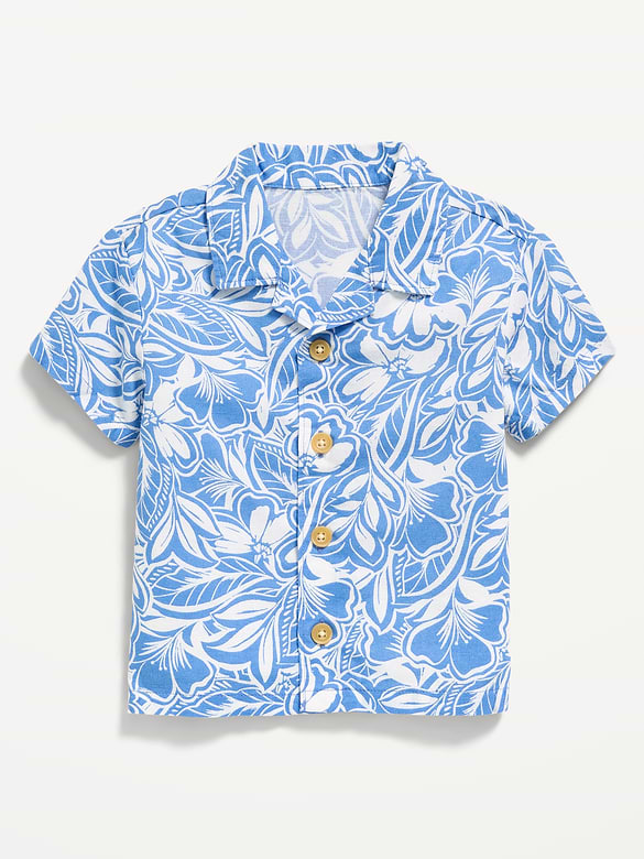 Short-Sleeve Linen-Blend Shirt for Baby