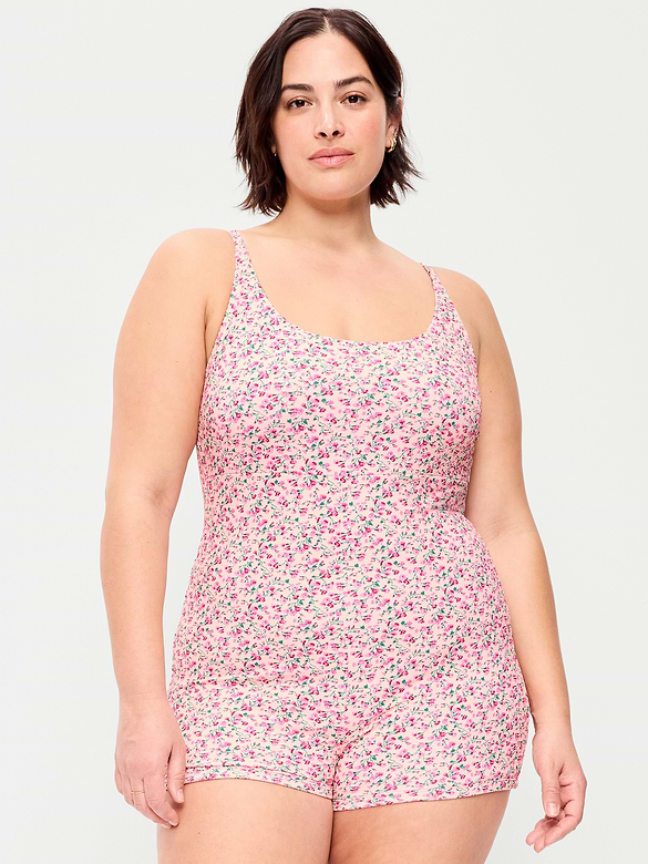 Textured Swim Romper -- 2.5-inch inseam