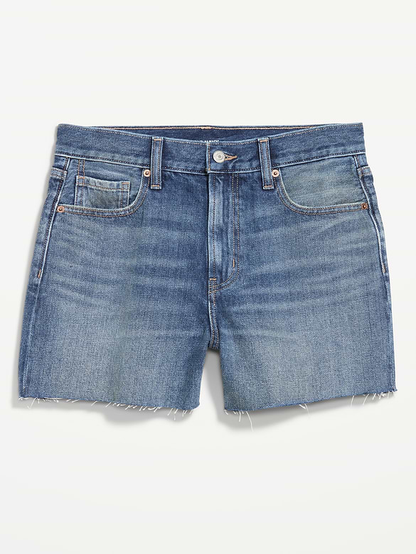 Short OG à taille haute en denim à ourlet coupé, entrejambe de 10 cm