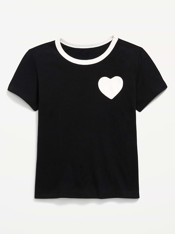 Softest Short-Sleeve Heart-Pocket T-Shirt for Girls