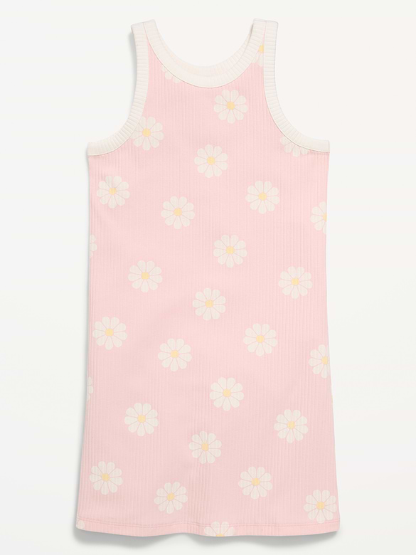 Printed Ribbed Tank Dress for Girls