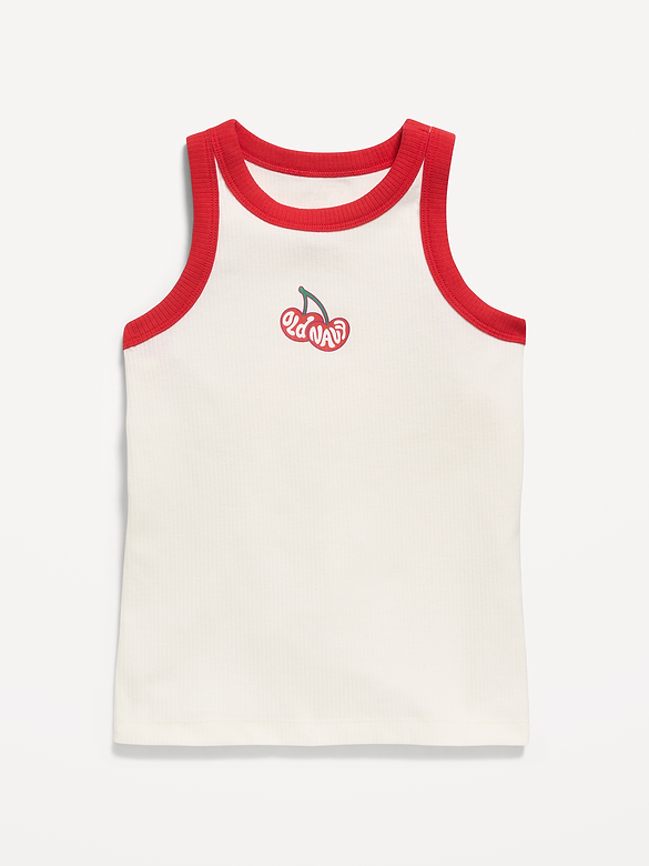 Fitted Ribbed Logo-Graphic Tank Top for Girls