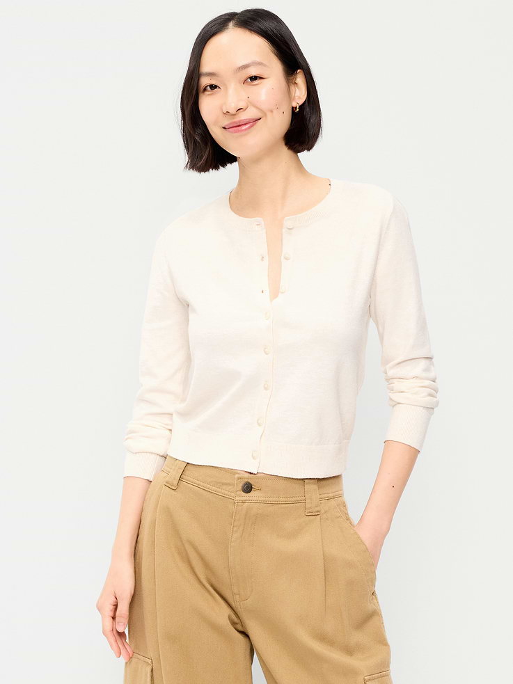 Image number 1 showing, SoSoft Lite Cropped Crew-Neck Cardigan
