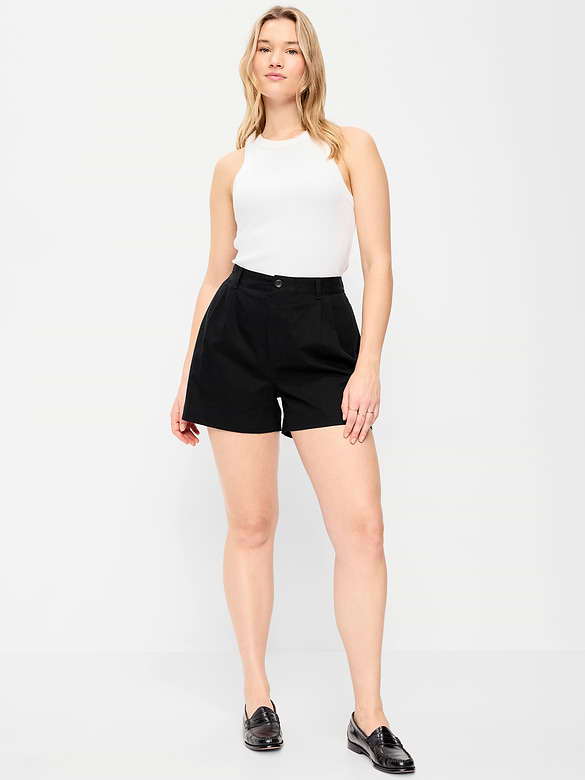 Short chino authentique à taille haute, entrejambe de 4 cm