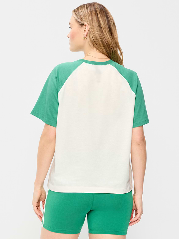 T-shirt ras du cou rétro à manches raglan