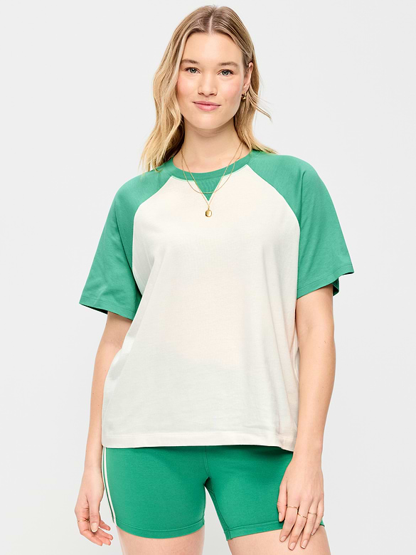 T-shirt ras du cou rétro à manches raglan