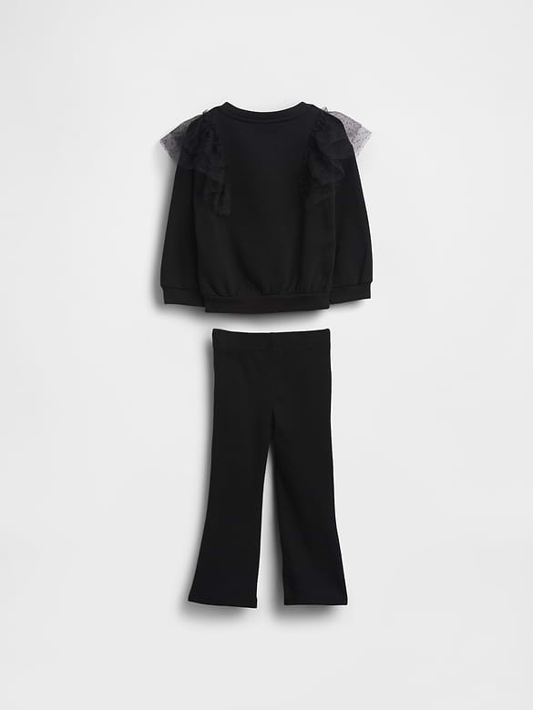 Baby & Toddler Tulle Sweatshirt & Rib Flare Leggings Set