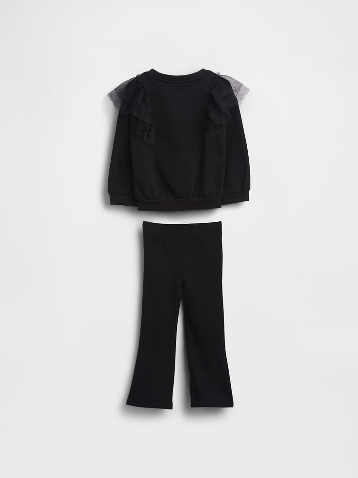 Image number 2 showing, Baby & Toddler Tulle Sweatshirt & Rib Flare Leggings Set