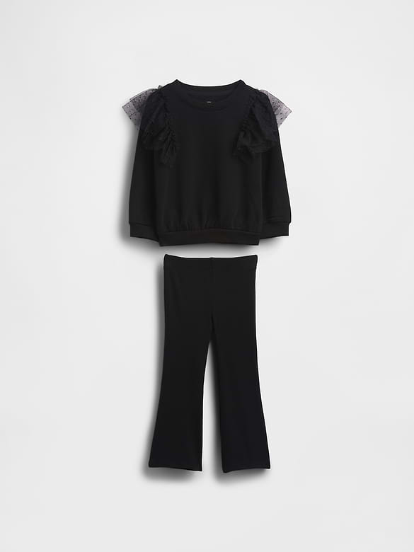 Baby & Toddler Tulle Sweatshirt & Rib Flare Leggings Set