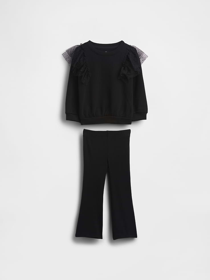 Image number 1 showing, Baby & Toddler Tulle Sweatshirt & Rib Flare Leggings Set