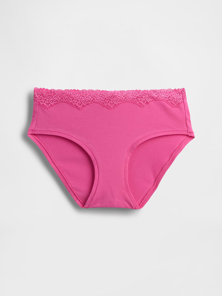 Image number 4 showing, Organic Stretch Cotton Lace-Trim Hipster
