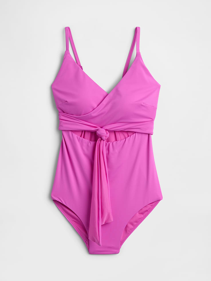 L'image numéro 4 présente Maillot de bain une pièce cache-cœur à découpes