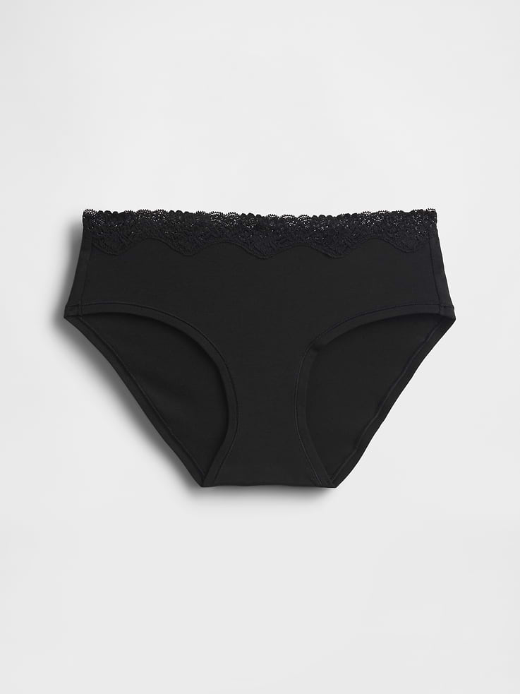 Image number 3 showing, Organic Stretch Cotton Lace-Trim Hipster