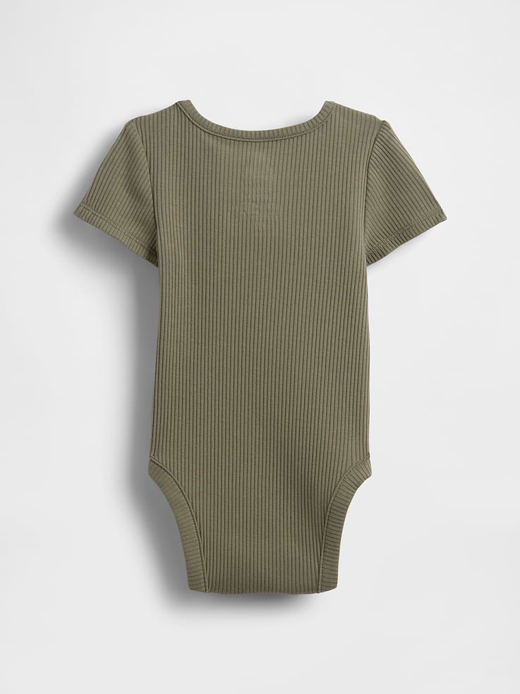 L'image numéro 2 présente Cache-couche finement côtelé à encolure henley Premiers essentiels pour Bébé
