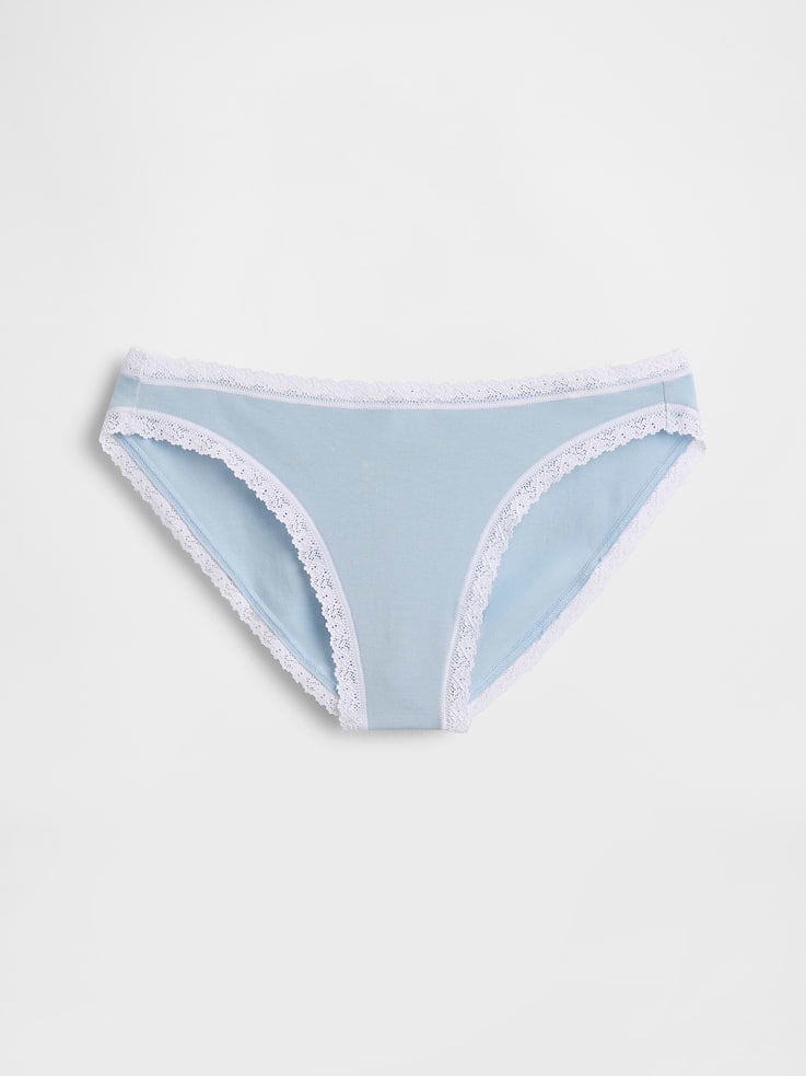Image number 4 showing, Organic Stretch Cotton Lace-Trim Bikini