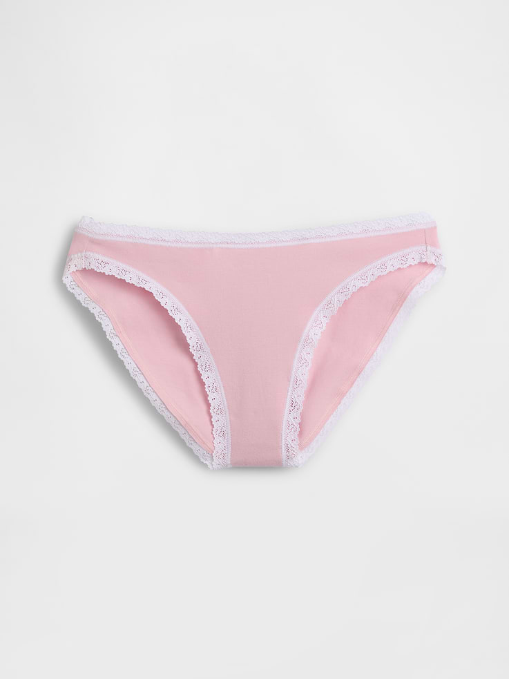 Image number 3 showing, Organic Stretch Cotton Lace-Trim Bikini