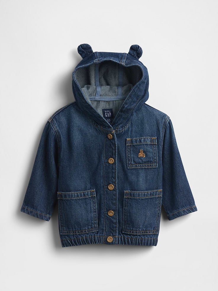 Image number 1 showing, Baby UltraSoft Denim Hooded Jacket