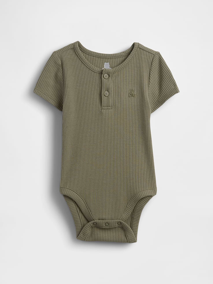 L'image numéro 1 présente Cache-couche finement côtelé à encolure henley Premiers essentiels pour Bébé