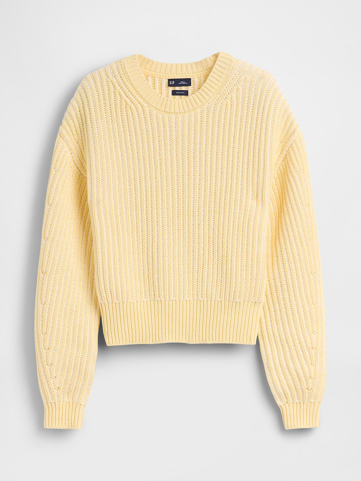 Image number 5 showing, 100% Cotton Barrel-Sleeve Crop Sweater