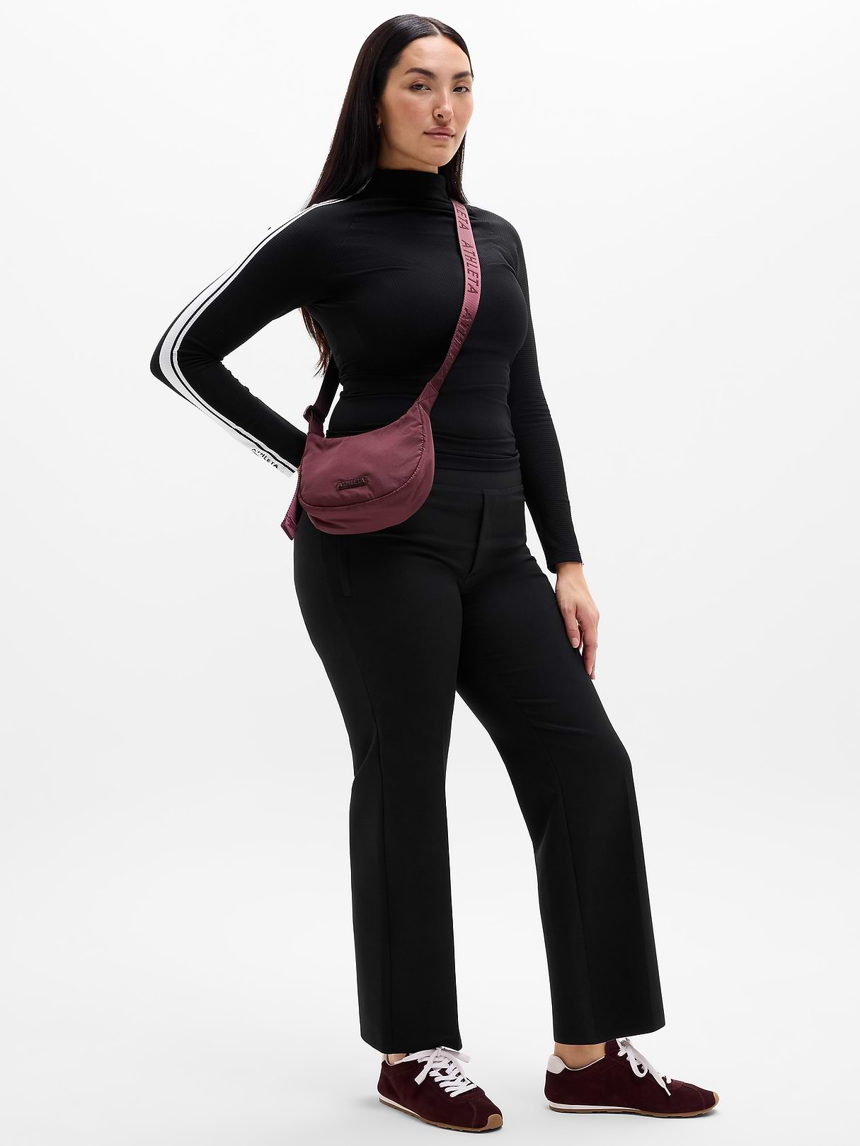 Renew Seamless Mock Neck Stripe Logo Top | Athleta