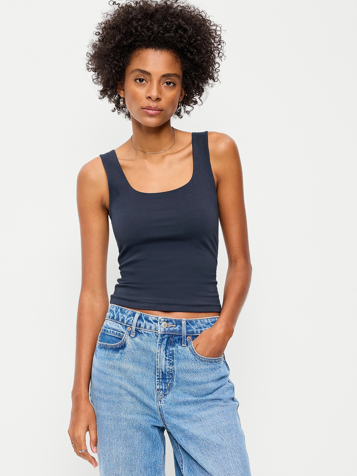 Hug Double-Layer Scoop-Neck Tank Top | Old Navy
