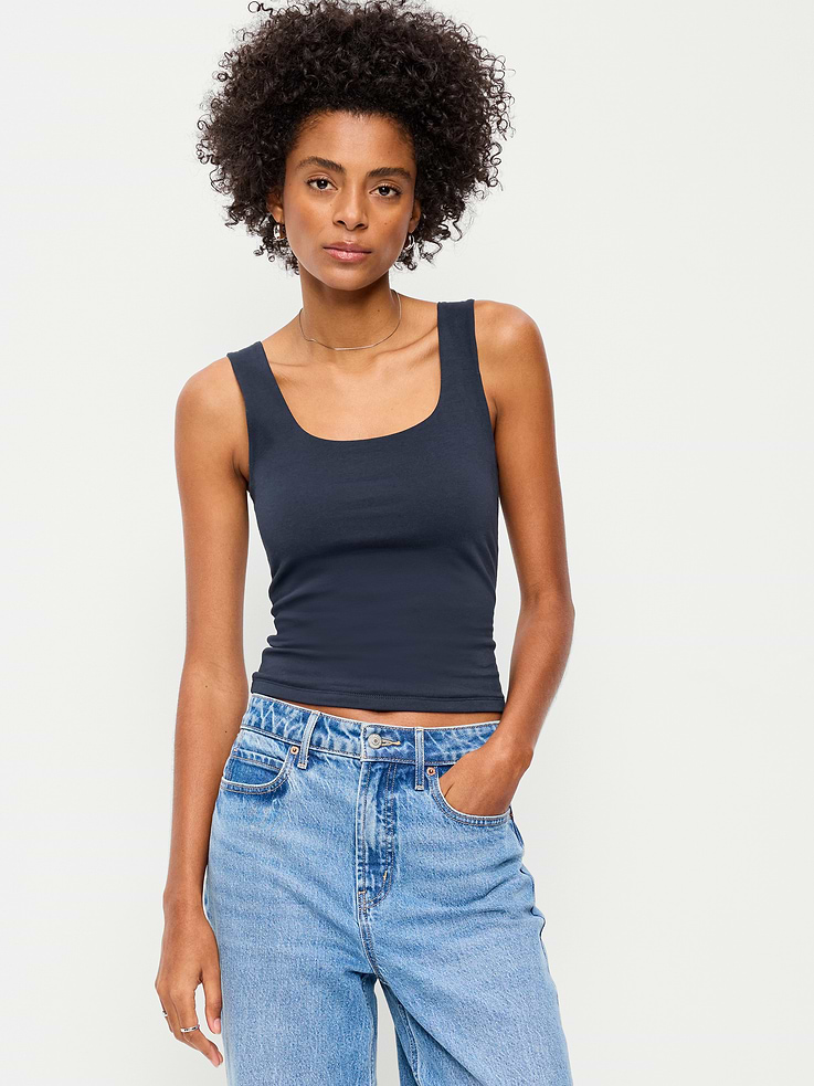 Image number 1 showing, Hug Double-Layer Scoop-Neck Tank Top