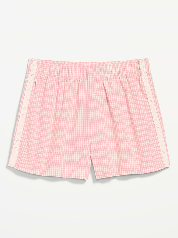 Eyelet-Trim Boxer Pajama Shorts