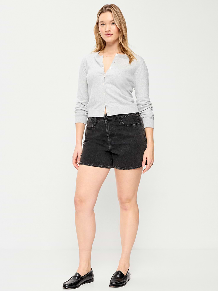 Image 5 of 9, High-Waisted Wow Baggy Jean Shorts -- 5-inch inseam