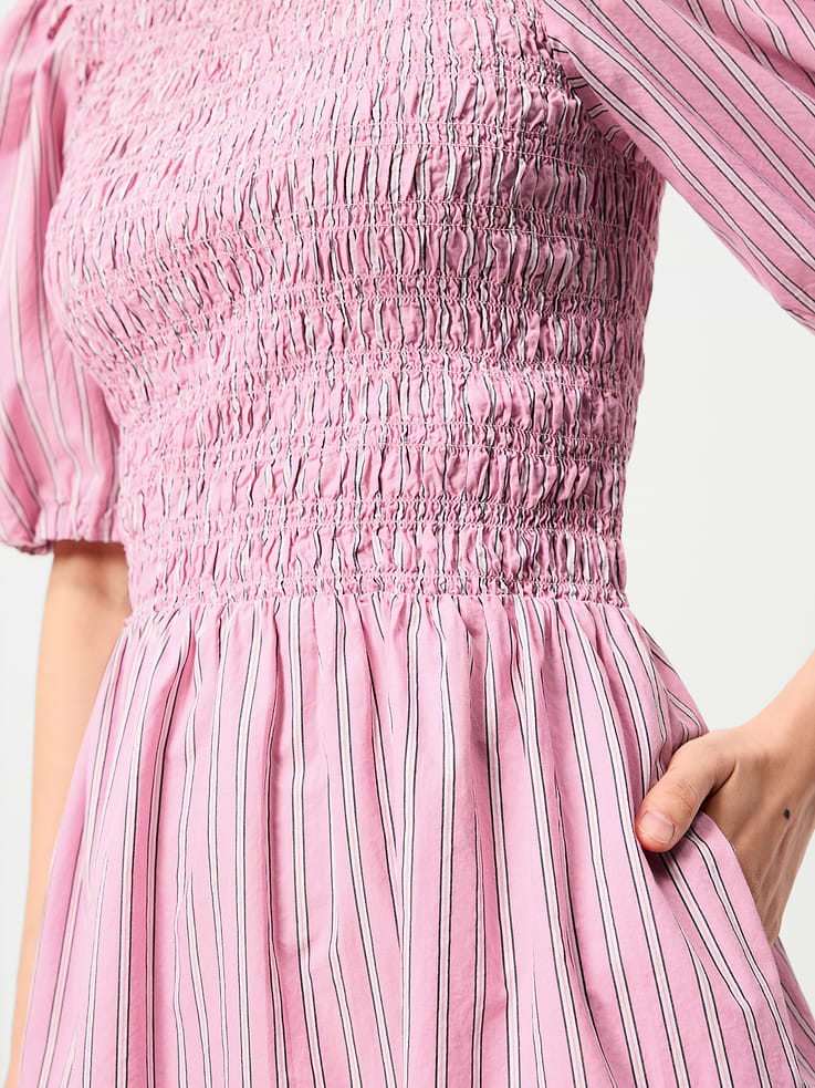 Image number 4 showing, Smocked Puff-Sleeve Flare Mini Dress